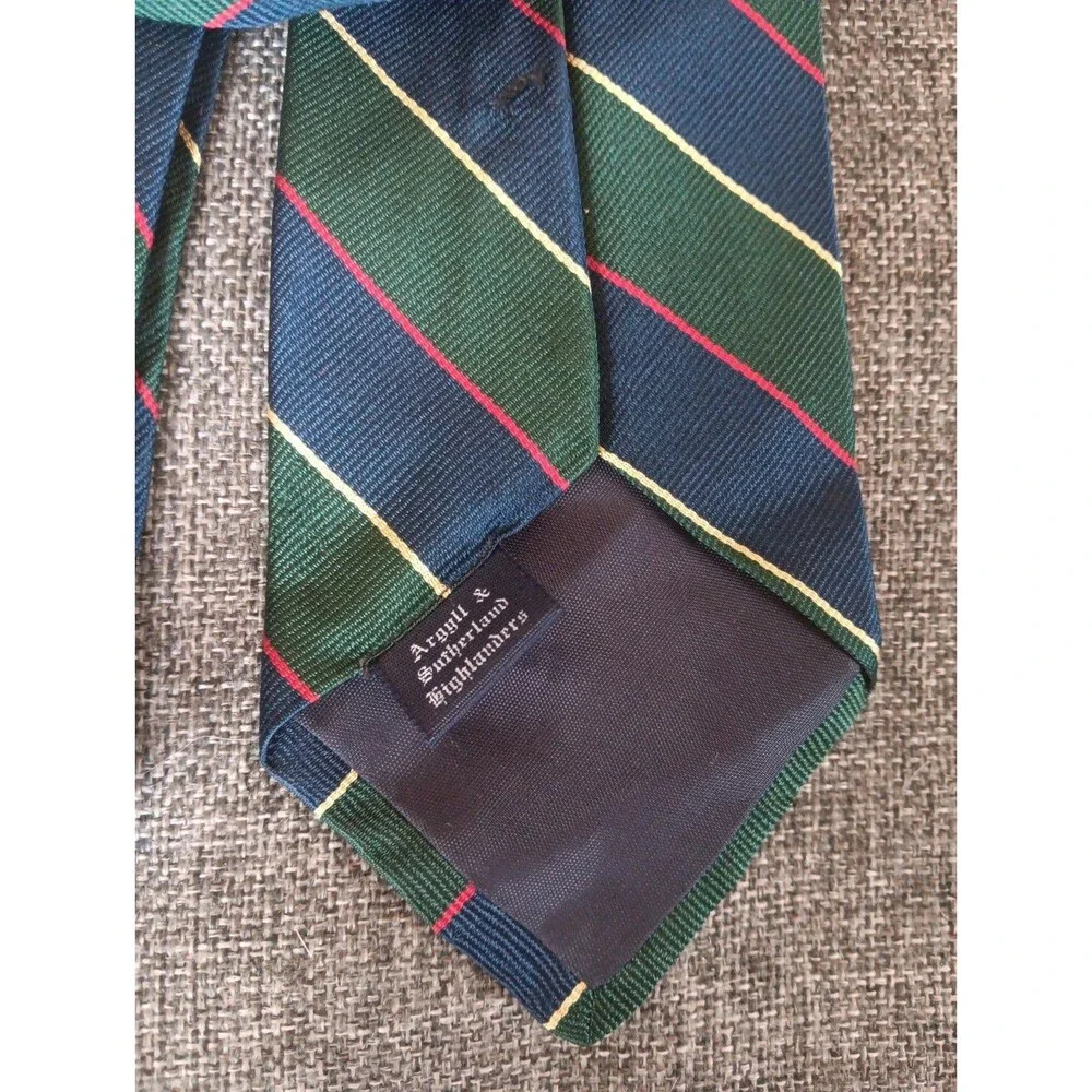 American Briar Tie 70s 80s 90s Y2K Mens Silk Green Blue Stripe 3.5 Wide 58 Long